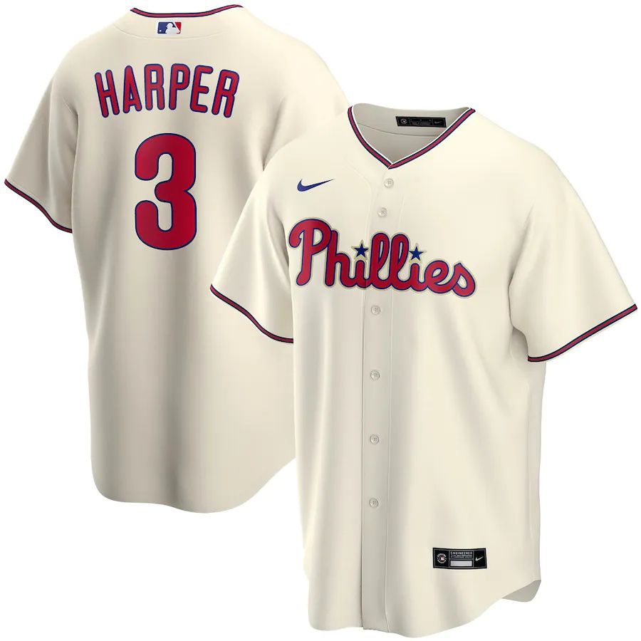 Youth Philadelphia Phillies #3 Bryce Harper Nike Cream Alternate Replica Player MLB Jerseys->youth mlb jersey->Youth Jersey